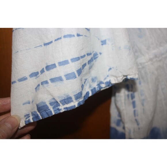 Asos Tie Dye Beach Robe Swimsuit Cover Sz 8 Long Blue & White SS Tie Waist Beach - Picture 6 of 7